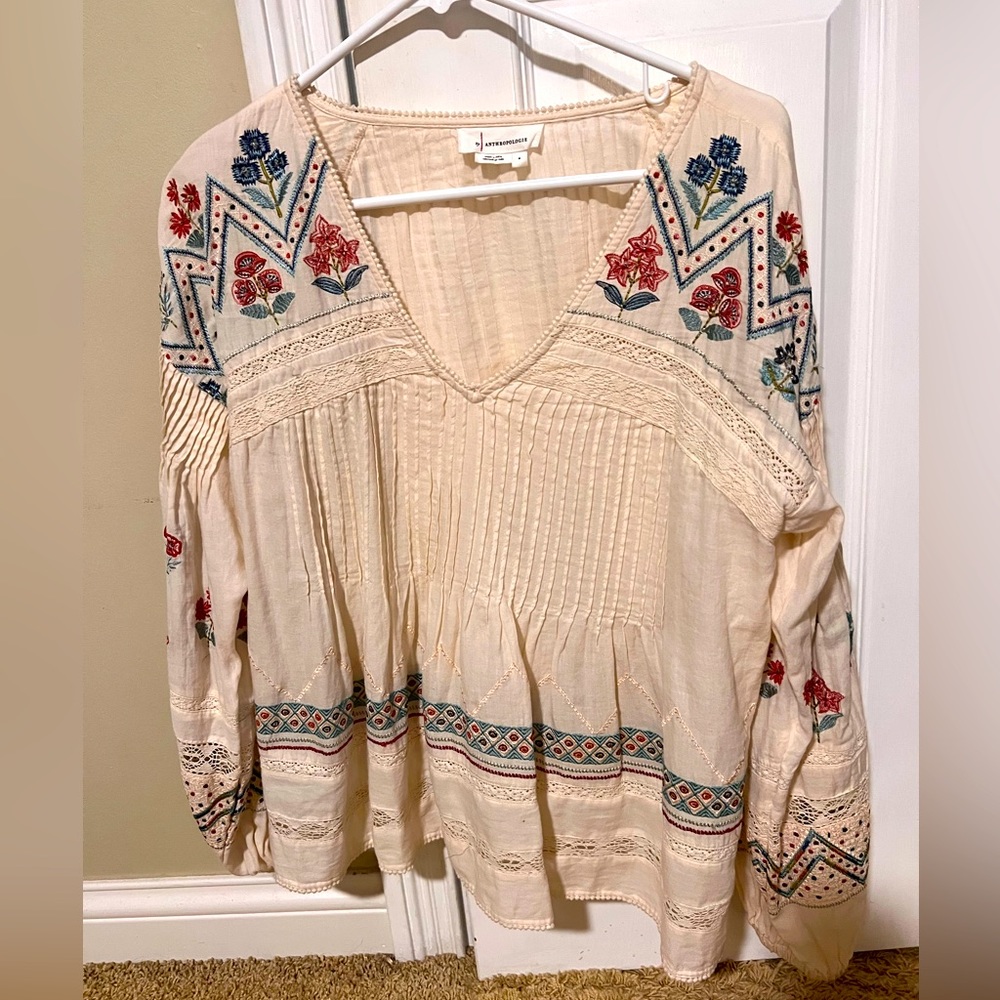 By Anthropologie balloon sleeve shirt - size small